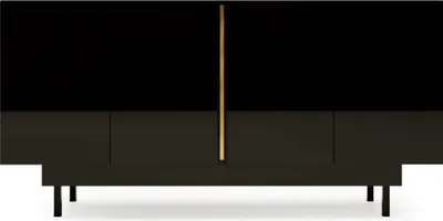 Produktbild von Artemisa Hochglanz Möbel / Kommode Mit Goldenem Akzent / Hochglanz / 4 Türen / 163 Cm / Schwarz