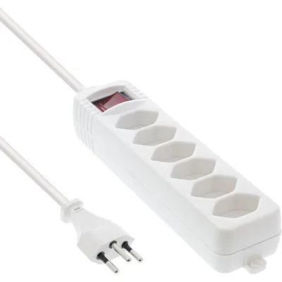 Immagine prodotto di InLine® 16451X Striscia di prese InLine® SVIZZERA, 6 vie, con interruttore, 1,5 m, bianco