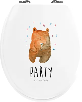 Produktbild von Mr. & Mrs. Panda Klo-Deckel Bär Party - Weiß - Geschenk, Klobrille, Teddy, WC Brille, Geburtstagsgeschenk, Sitz, WC-Sitz, Feiern, klo deckel, Lustig, Geburtstag