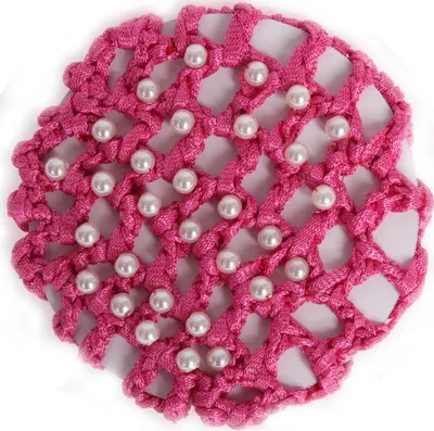 Produktbild von Dutt Netz Haarnetz Bun Frisurenhilfe Stoff Knotennetz pink mit Perlen