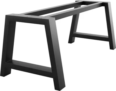 A black metal table base with an A-frame design, shown against a white background.