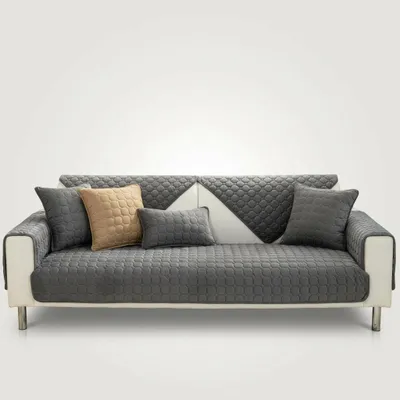 Immagine prodotto di Copertura per divano, divano angolare, chaise longue, copridivano universale, in velluto, antiscivolo, grigio