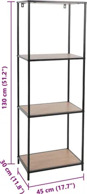 Produktbild von H&S Collection Regal mit 3 Böden 45x30x130 cm Natur und Schwarz