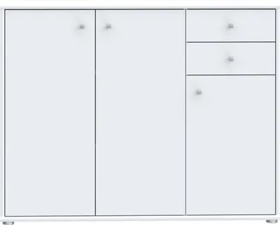 Produktbild von Sideboard >TEMPRA2< 3 Türen, 2 Schübe, in Weiss - 108,8x85,5x34,8cm (BxHxT)