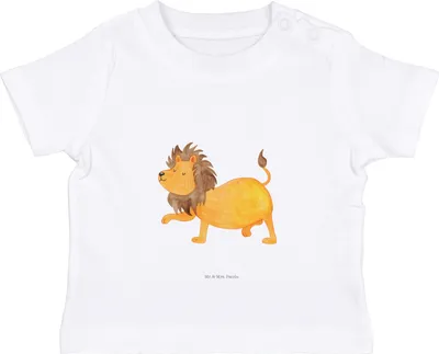 Produktbild von Mr. & Mrs. Panda Babyshirt Sternzeichen Löwe 0. - 6. Monat - Weiß - Geschenk, Baby Top,  T-Shirt, Geburtstag August, Kinder, Organic, Juli, König Der Tiere