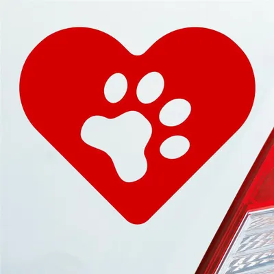 Produktbild von Auto Aufkleber Hund Herz Liebe Pfote Dog Heart KFZ 11,5x9,5 cm Rot Sticker Heckscheibenaufkleber