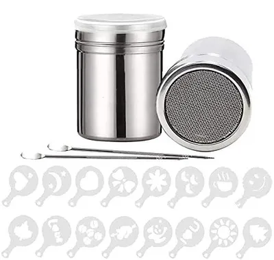 Kaffee-Streuer-Set: 2 Streuer, 16 Schablonen, 2 Stifte