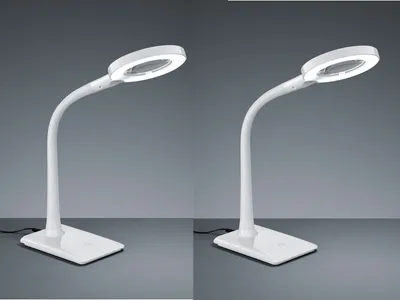 Produktbild von LED Schreibtischlampen Set weiß mit Lupe, Tischlampen mit 3-fach Touchdimmer