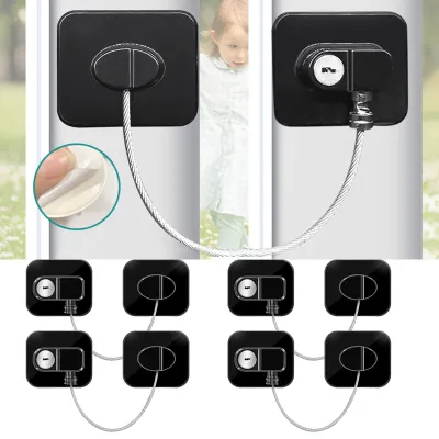 Produktbild von 4Stk kühlschrank schloss, kühlschrankschloss ohne bohren, kindersicherung fenster, für Kühlschrank, Tür Schränke, Fenster (Schwarz)