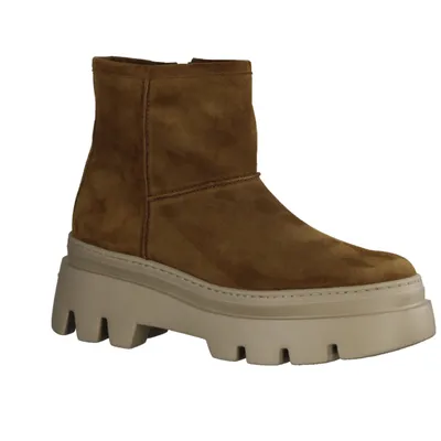 Zdjęcie produktu dla Paul Green 8113-006 Sznurowane buty za kostkę, damskie, skóra, brązowy, krótki trzonek - buty damskie modne botki / kozaki, brązowy, skóra (miękki zamsz), wysokość obcasa: 25 mm