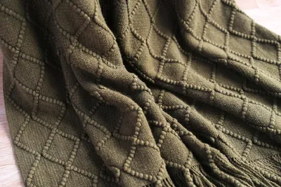 Produktbild von Strickdecke mit Quasten, Bett, einfarbiges nordisches Karomuster, modischer Teppich, weiches Sofa, dekorative Tagesdecke