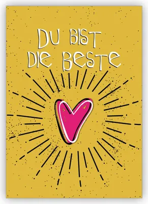 Produktbild von 4x Coole Liebeskarte, romantische Motivationskarte mit Herz: Du bist die Beste