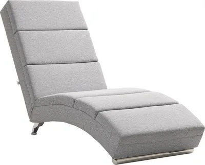 Produktbild von Fortuna Lai Relaxliege Liegesessel Loungesessel Gepolstert Polstersessel Chaiselongue mit Leinenoptik, Stahlbeine Relaxsessel für Wohnzimmer Hellgrau