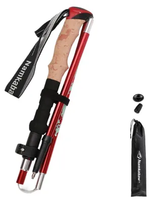 Produktbild von Ultraleichter Trekkingstock aus Aluminiumlegierung – faltbarer Wanderstock für Outdoor, Bergsteigen & Trekking，Red