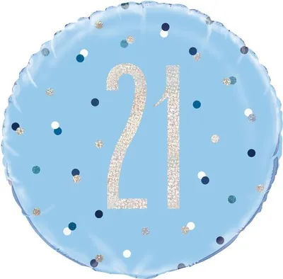 Produktbild von Folienballon blau & silber Zahl 21