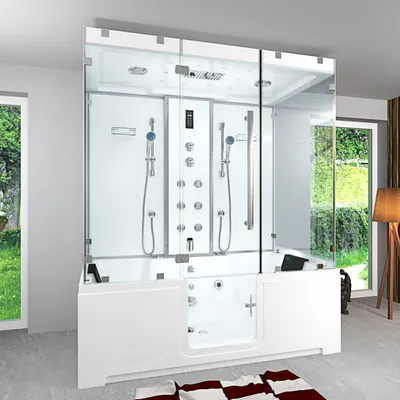 Produktbild von Kombination Badewanne Dusche K88-WS-EH-B-SC-EA Duschtempel 180x100 cm aktive Schlauch-Reinigung