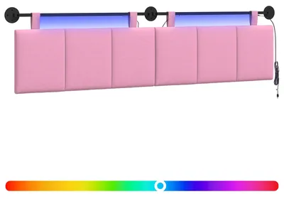 Produktbild von vidaXL Hängendes Kopfteil Mit LED Licht Rosa Stoff