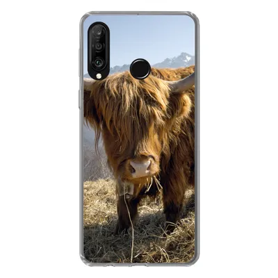 Produktbild von MuchoWow® Handyhülle Schutzhülle Hülle für Huawei P30 Lite Schottischer Highlander - Berg - Schnee Silikon Softcase Handy Hülle - Handyhülle