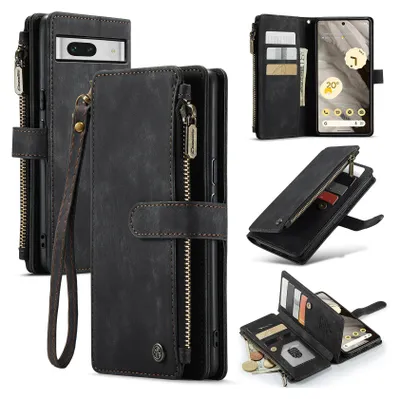 Image de Google Pixel 7A Housse, clapet en cuir zip stand fonction de protection pour Google Pixel 7A noir