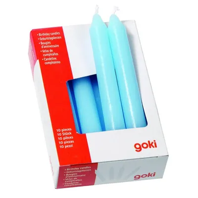 Produktbild von goki 10 Geburtstagskerzen 12cm blau(106/108/55985)