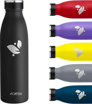 Obrázok produktu pre Fľaša na vodu 750 ml, nerezová oceľ, bez BPA, nepretekajúca, do školy, na šport