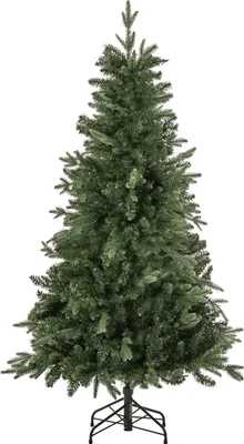 Produktbild von Dehner Künstlicher Weihnachtsbaum Tanne Espen, mit Metallständer, Höhe 150 cm, Kunststoff/Metall, dunkelgrün