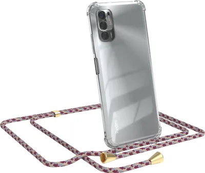 Produktbild von EAZY CASE Handykette kompatibel mit Xiaomi Redmi Note 10 5G, Handyhülle mit Umhängeband, Handykordel, Schutzhülle Clear, Band in Rot
