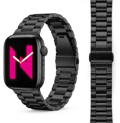 Obrázok produktu pre Náramok Mova z nehrdzavejúcej ocele pre Apple Watch SE/10/9/8/7/6/5/4/3/2/1, kovový náhradný náramok s dvojitým sklopným zapínaním, 38/40/41/42 mm - čierny