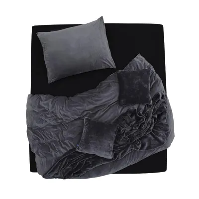 Obrázek produktu pro SCANquilt povlečení VELUR UNI tmavě šedá 100% polyester 140 x 200/70 x 90 cm
