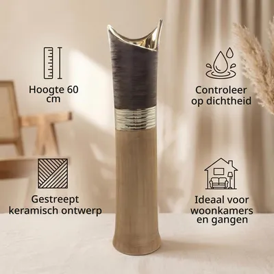 Bodenvasen Bradora, Keramik, 60 cm, braun/champagner/beige