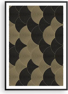Produktbild von Gerahmtes Poster - Schwarzer Rahmen - Schwarz und Gold Kreise Grafiken - 70x100 cm - Wand Bild - Wanddeko - Wandbilder - Kunstposter - Wandposter - Bilderrahmen - Bilder - P2BPA70x100-4880