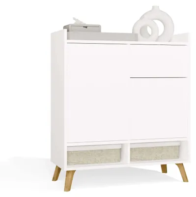 Produktbild von Colin Kommode mit 2 Türen, 1 Schublade und Regalen für das Wohnzimmer, 80 x 92 x 35 cm, weiß