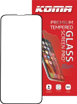 Obrázek produktu pro KOMA Tvrzené sklo Full Cover pro iPhone 13 / 13 Pro, zaoblení 3D, tvrdost 9H