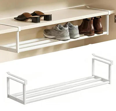 Ausziehbares Hängeschuhregal 40-70 cm, Kohlenstoffstahl, weiß