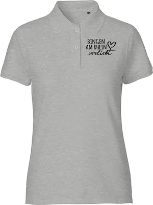 Produktbild von Huuraa Damen Polo Shirt Nidderau verliebt XS Sport Grey Bio Baumwolle Fairtrade Poloshirt Geschenkidee