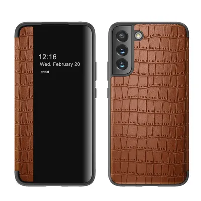 Immagine prodotto di Custodia König Design compatibile con Samsung Galaxy S22 Plus 5G, realizzata in ecopelle, di colore marrone
