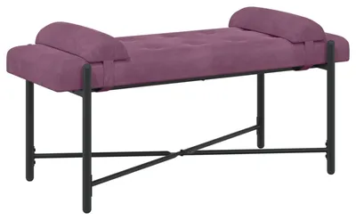 Obrázok produktu pre Kreslo s čalúnením z látky pripomínajúcej zamat, fialové, s vankúšmi, rozmer 110 x 40 x 46 cm