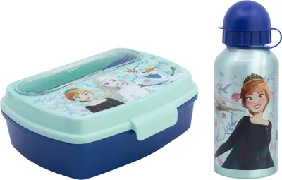 Produktbild von Disney Die Eiskönigin 4 tlg Kinder Lunch Set Brotdose Alu-Trinkflasche Besteck