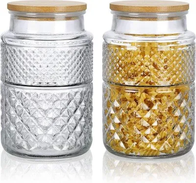 Produktbild von Glasbehälter mit Deckel, große Lagerbehälter, Glas, Set aus 2, luftdichte Lagerbehälter für Müsli, Mehl, Pasta, Cornflakes