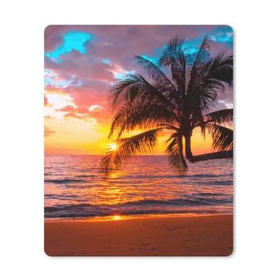 Produktbild von MuchoWow® Mauspad Mousepad Palme - Sonnenuntergang - Strand - Meer - Horizont 19x23 cm - Mousepads - Maus Mat - Pad - Mausunterlage - Mauspads - Spielen