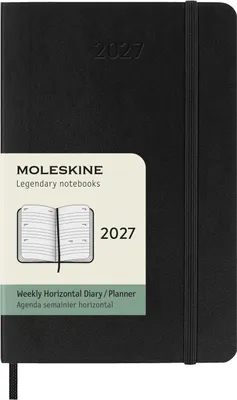 Produktbild von Moleskine Wochenkalender für 12 Monate, 2027, Taschenformat/A6, 1 Woche = 2 Seiten, linierte Seiten, weiche Einband, schwarz