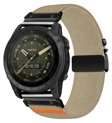 Produktbild von By Qubix Nylon Armband mit Parachute-Verschluss - Beige - passend für Garmin Fenix 7X / 6X / 5X