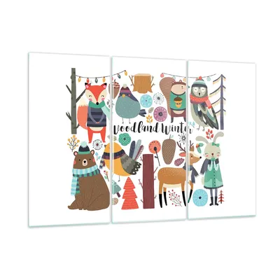 Produktbild von Bilder auf glas - Winter Baum Wald Tiere - 165x110cm - Glasbilder - Wandbilder - Kunstdruck - zum Aufhängen bereit - Wanddekoration aus Glas - Glas Bilder - Wandbild auf Glas - GCE165x110-2926