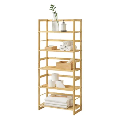 Productafbeelding van Lagerrek Manuela – Staande plankenrek – met 5 planken – bamboe – minimalistisch design