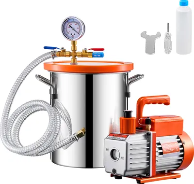 Immagine prodotto di SucceBuy Kit camera a vuoto da 3 galloni e pompa da 3,5 CFM, pompa a vuoto monostadio, degassificazione di resina e silicone epossidico, tubo flessibile da 4,92 piedi