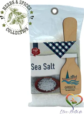 Produktbild von ELLIE 14517 Weißes Meersalz 350g mit Holzspatel, Salzkristalle von Kreta