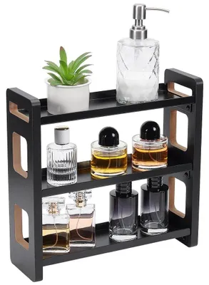 Immagine prodotto di Organizzatore per il bagno: scaffale in legno a 3 livelli per cosmetici e accessori da bagno