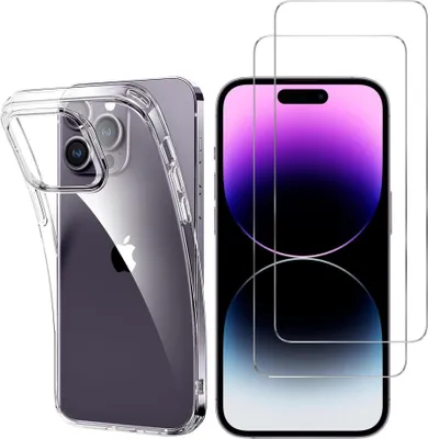 Immagine prodotto di Custodia per iPhone 15 PRO MAX con 2 protezioni in vetro temperato Phonillico®