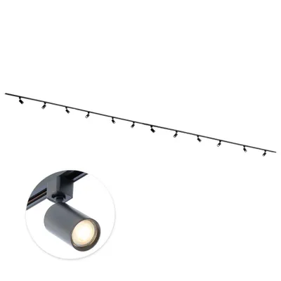 Produktbild von Qub Focus III - LED Schienensystem - Schwarz - 1-Phasen - 800cm - 12x GU10 Spots - I-Form
