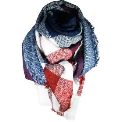 Produktbild von Cosey – Bunter XXL-Schal, quadratisch in Rot-Navy (oversize)